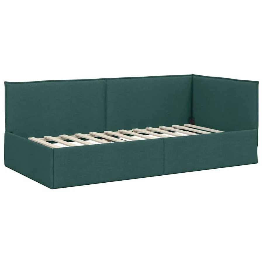 Cadre de lit d'angle Vert foncé 80 x 200 cm tissu - 4