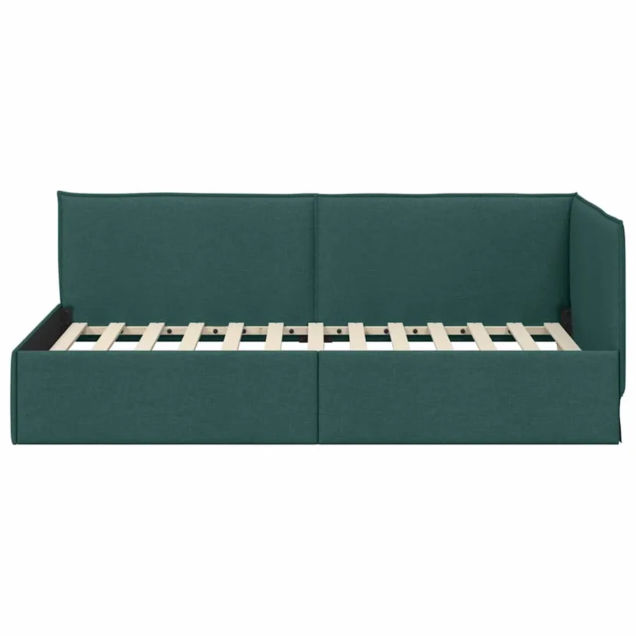 Cadre de lit d'angle Vert foncé 80 x 200 cm tissu - 5