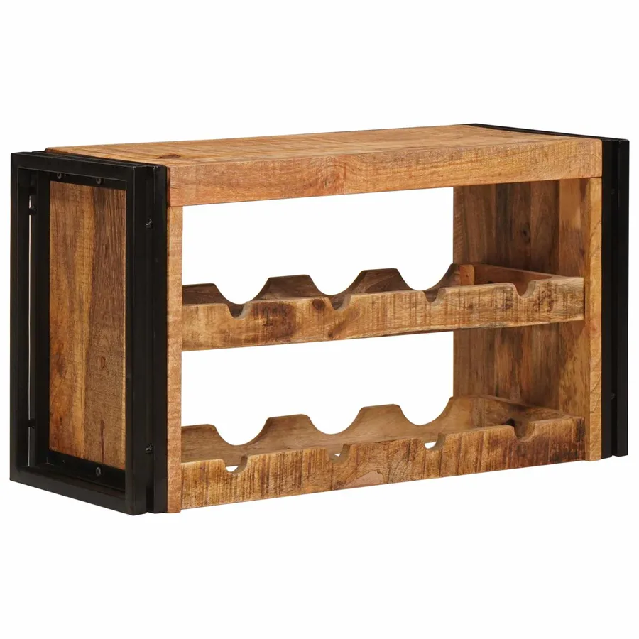 Étagère à vin Marron 80 x 45 x 33 cm Bois de mangue brut solide - 2