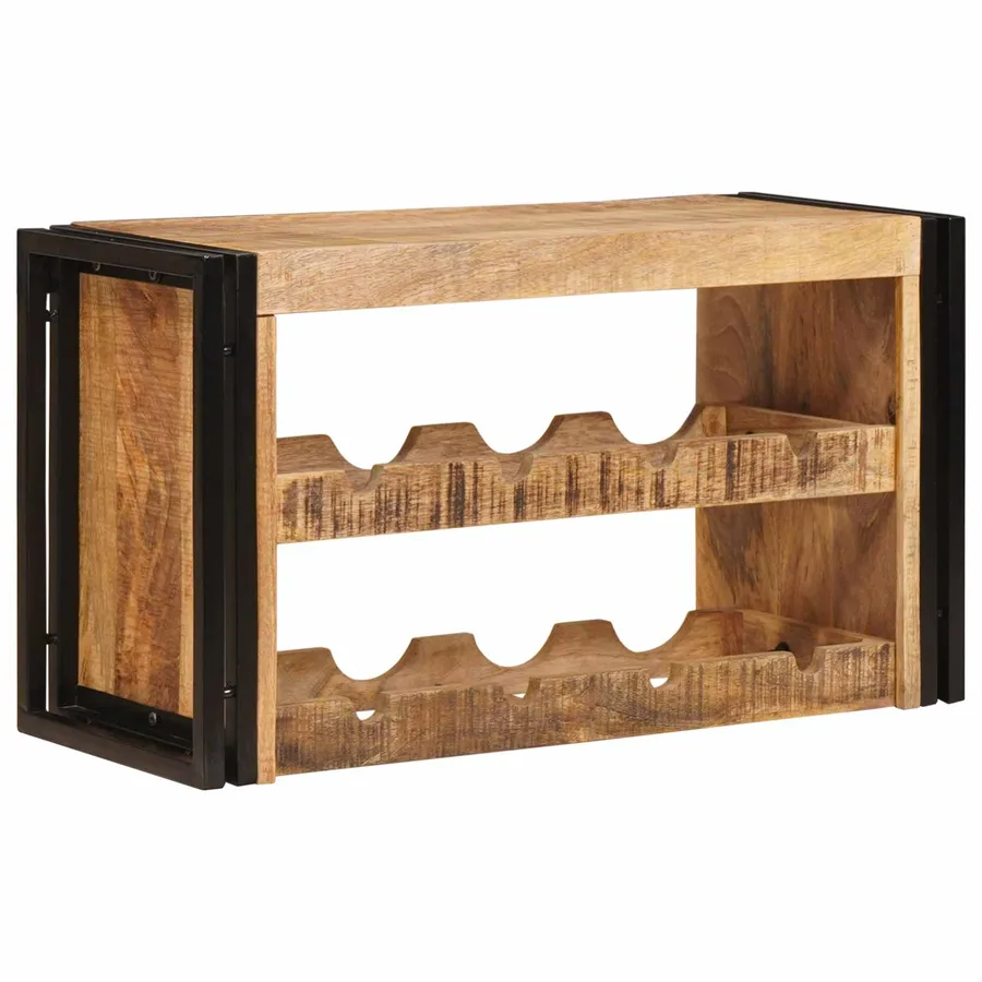 Étagère à vin Marron 80 x 45 x 33 cm Bois de mangue brut solide - 3