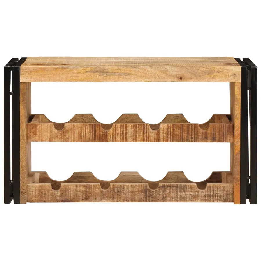 Étagère à vin Marron 80 x 45 x 33 cm Bois de mangue brut solide - 4