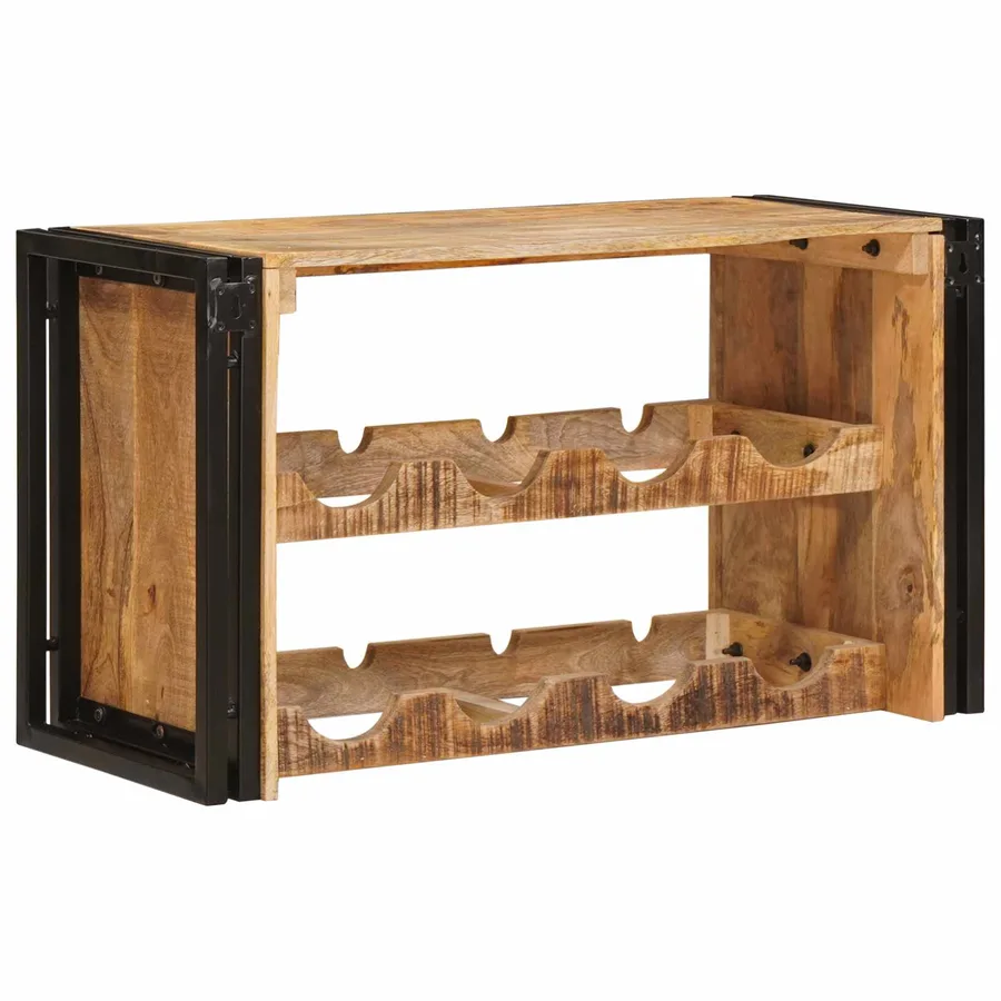 Étagère à vin Marron 80 x 45 x 33 cm Bois de mangue brut solide - 6