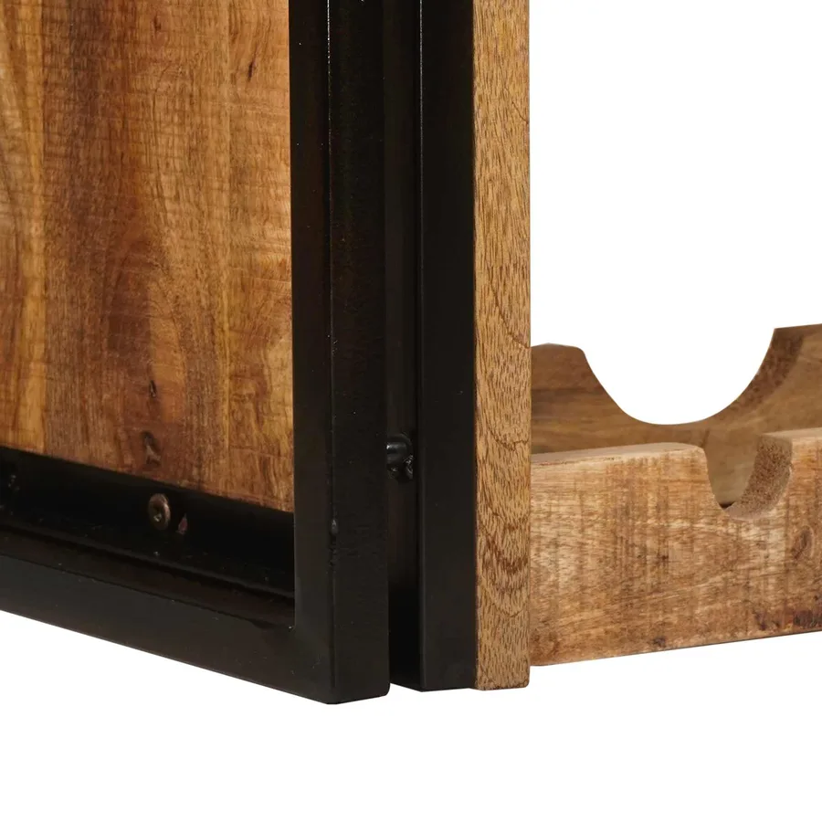 Étagère à vin Marron 80 x 45 x 33 cm Bois de mangue brut solide - 9