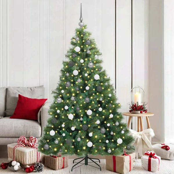 Sapin de Noël artificiel avec 300 LED Vert 180 cm PE et PVC