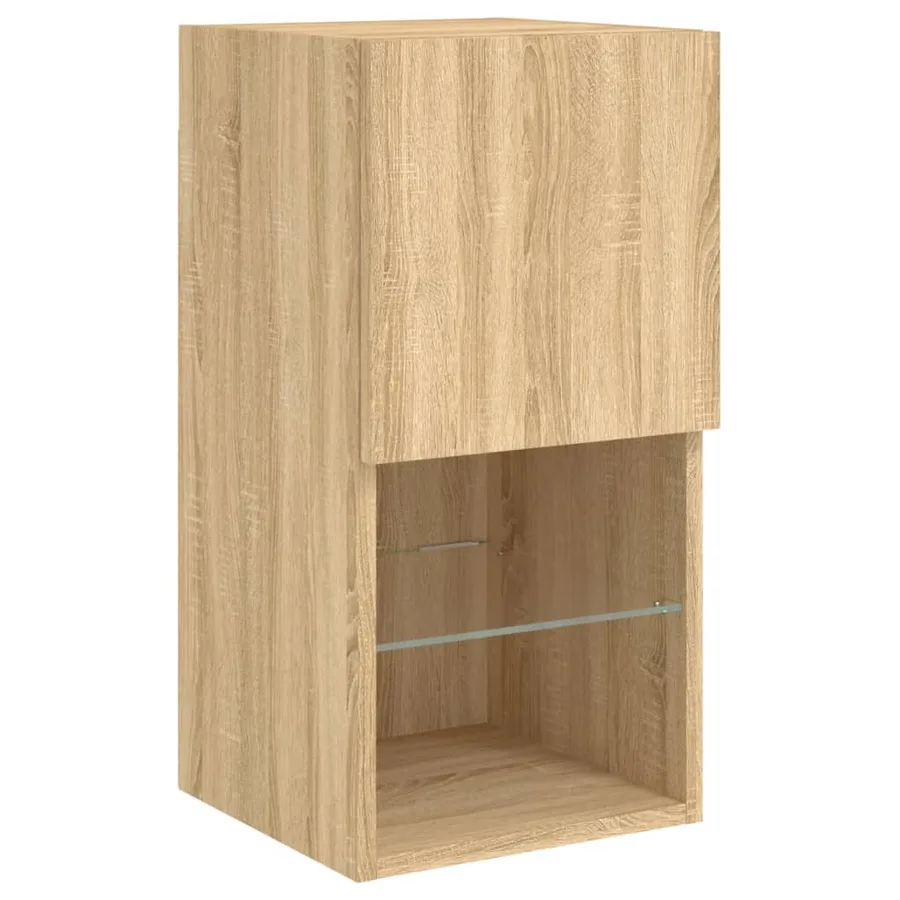 Meuble TV muraux 4 pcs avec lumières LED chêne sonoma - 9