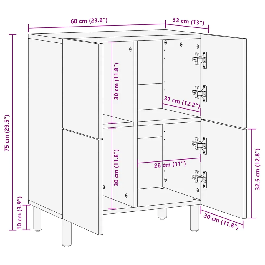 Buffet avec stockage Finition Acacia Brun 60 x 33 x 75 cm - 11