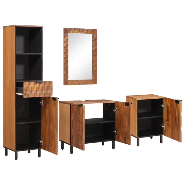 Ensembles de salle de bain 4 pcs Acacia Marron Winish
