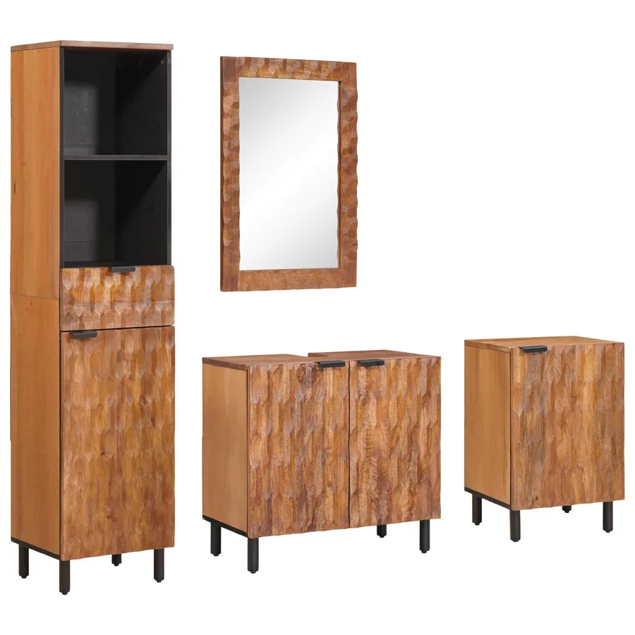 Ensembles de salle de bain 4 pcs Acacia Marron Winish - 2