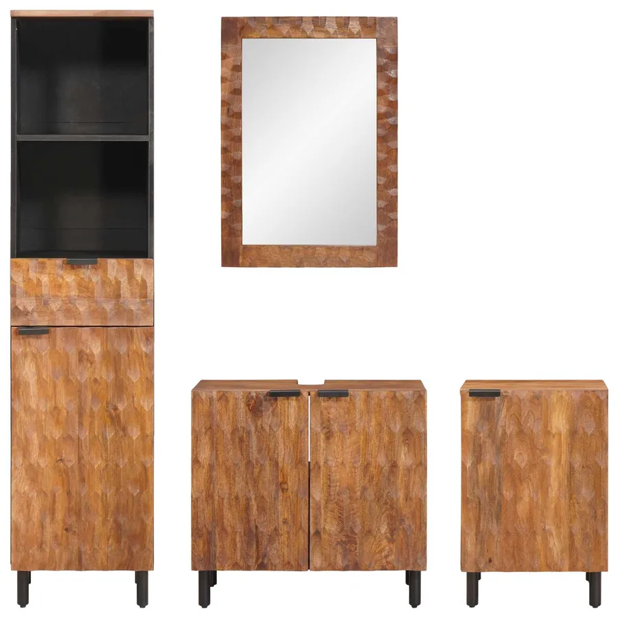 Ensembles de salle de bain 4 pcs Acacia Marron Winish - 7