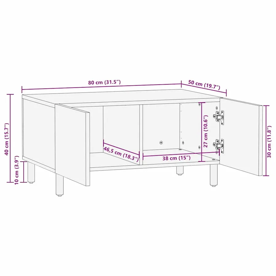 Table basse Marron 80 x 50 x 40 cm Bois de mangue massif - 10