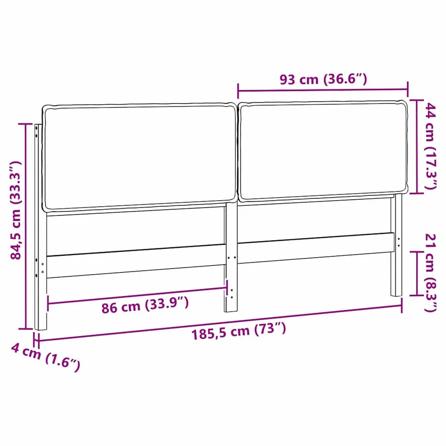 Tête de lit capitonnée Gris Naturel et Foncé 180 cm Pin massif - 13