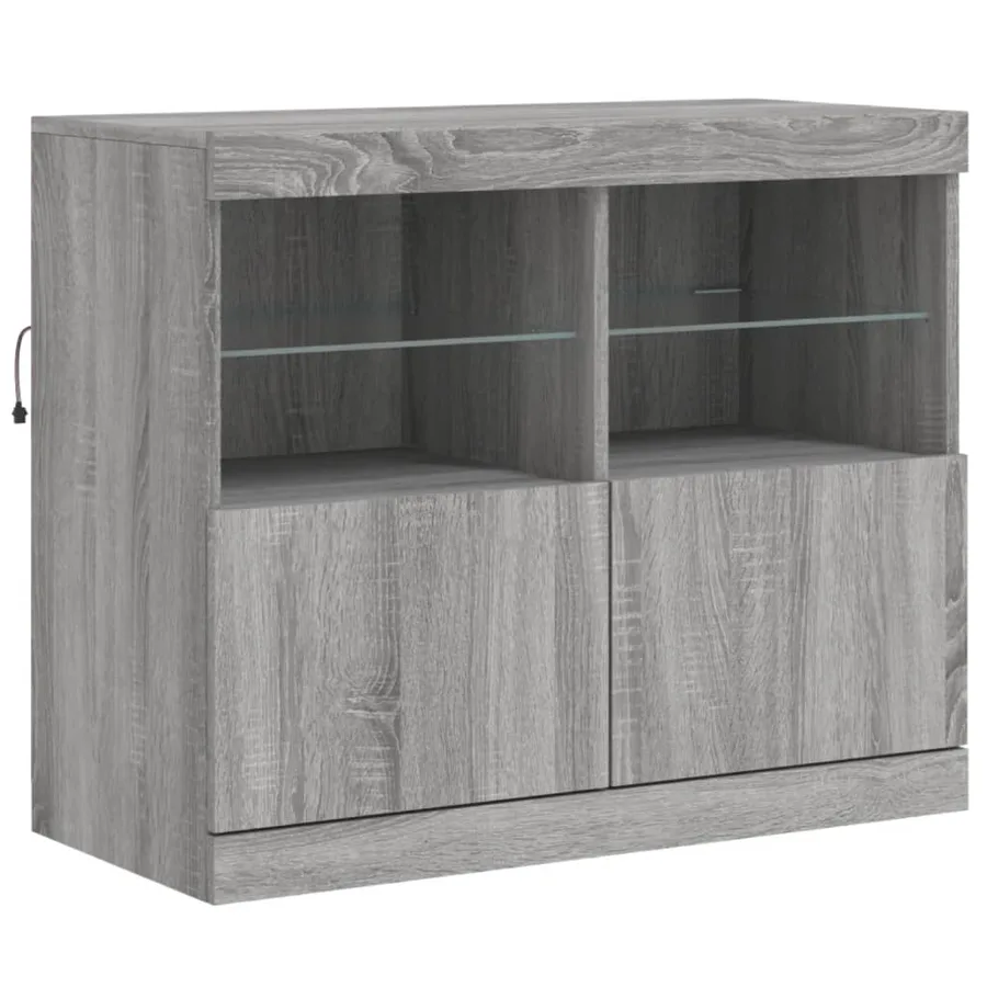 Buffet avec lumières LED sonoma gris 81x37x67 cm - 3