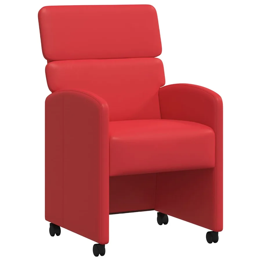 Chaises de Salle à Manger avec Roues 2 pcs Rouge Simili cuir - 2