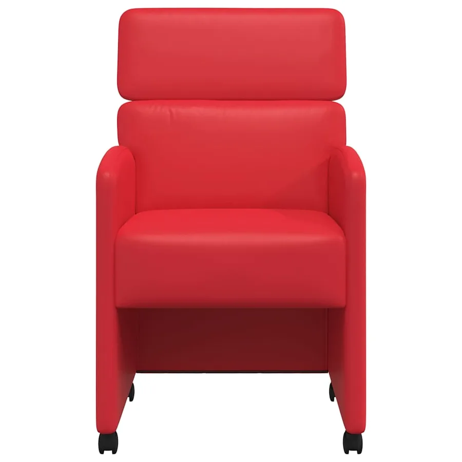 Chaises de Salle à Manger avec Roues 2 pcs Rouge Simili cuir - 4