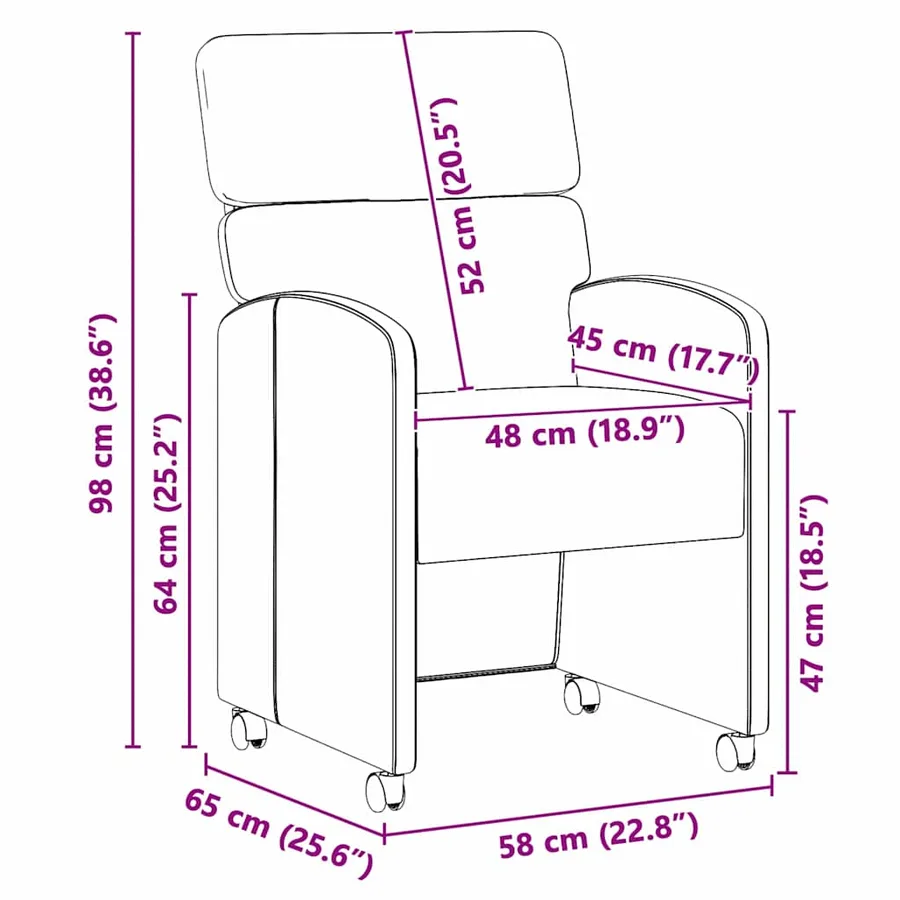 Chaises de Salle à Manger avec Roues 2 pcs Jaune Velours - 11