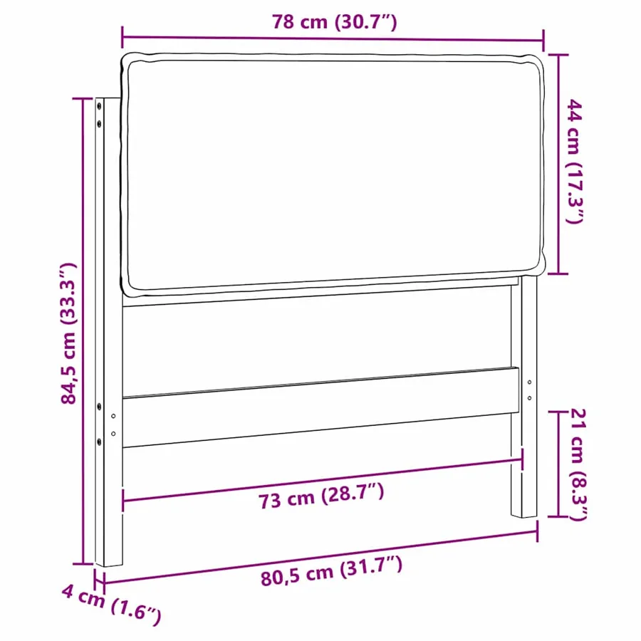 Tête de lit capitonnée Gris Naturel et Clair 75 cm Pin massif - 13