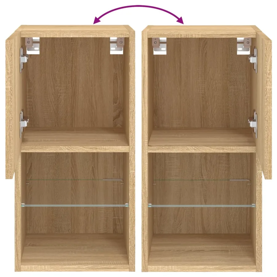 Meubles TV avec lumières LED 2 pcs chêne sonoma 30,5x30x60 cm - 12