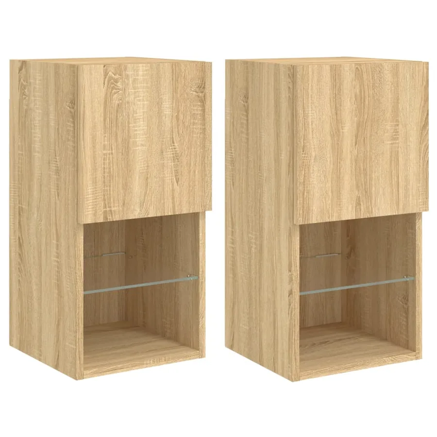 Meubles TV avec lumières LED 2 pcs chêne sonoma 30,5x30x60 cm - 2