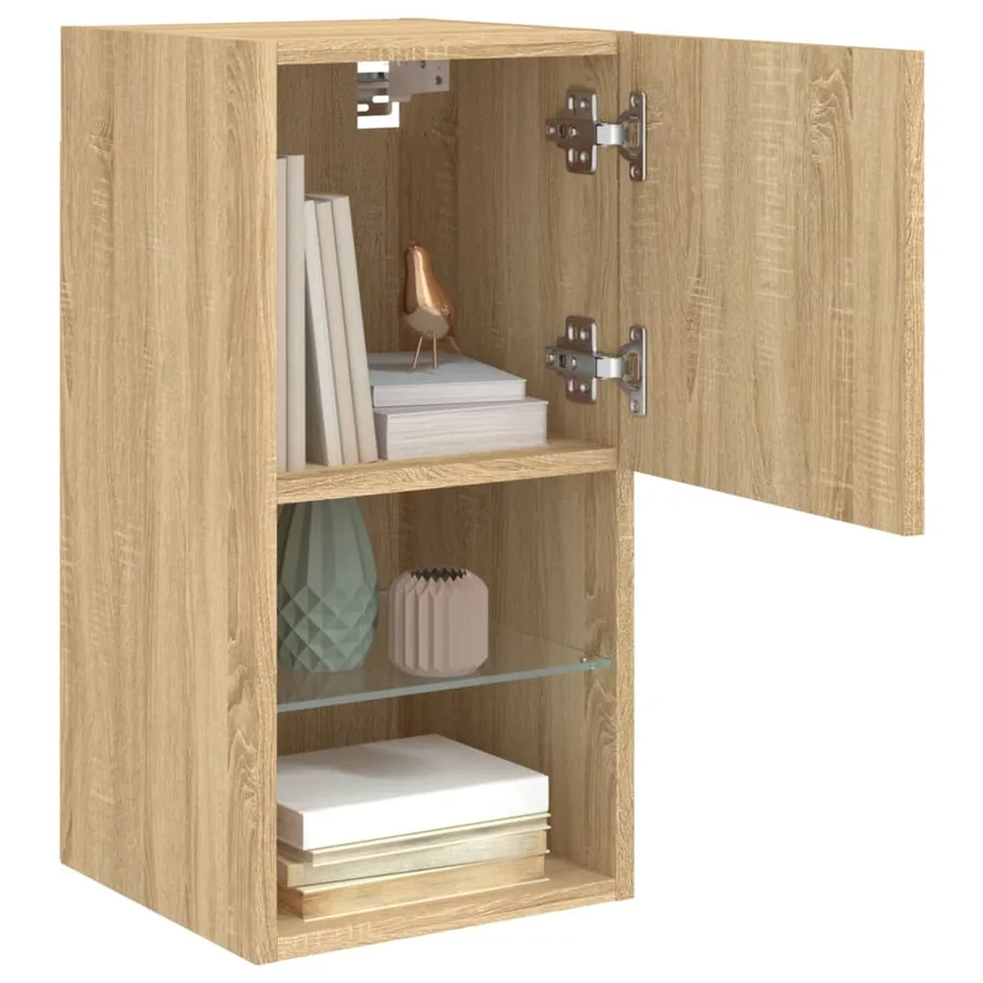 Meubles TV avec lumières LED 2 pcs chêne sonoma 30,5x30x60 cm - 5