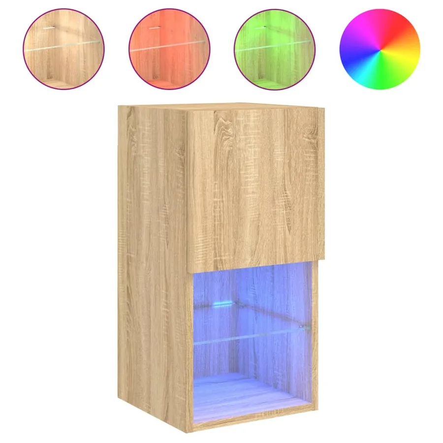 Meubles TV avec lumières LED 2 pcs chêne sonoma 30,5x30x60 cm - 6