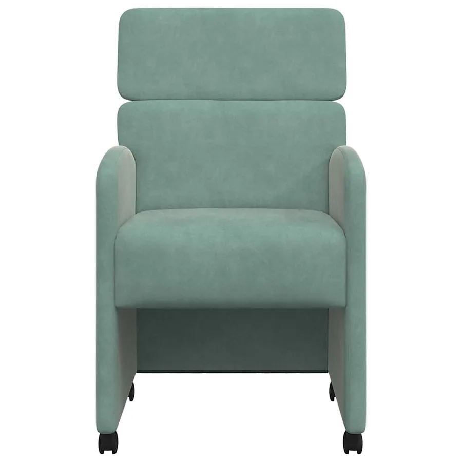 Chaises de Salle à Manger avec Roues 2 pcs Vert marin Velours - 4
