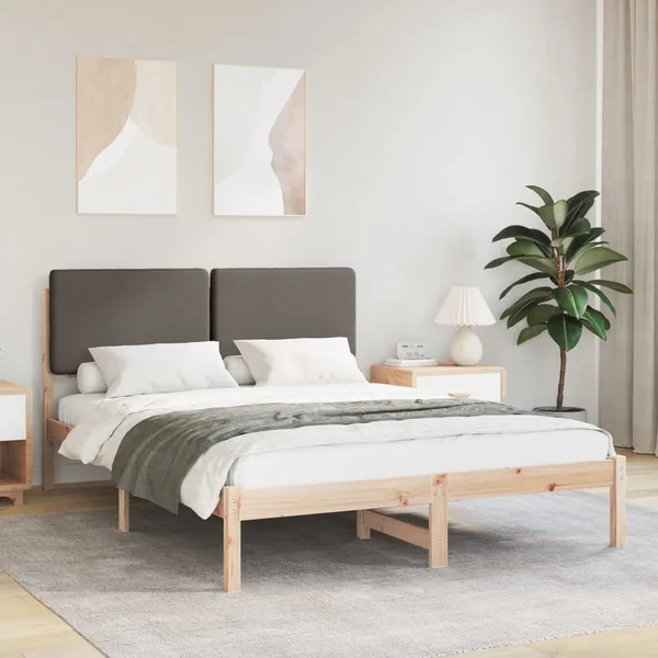 Cadre de lit avec tête de lit rembourrée Taupe 140 x 190 cm