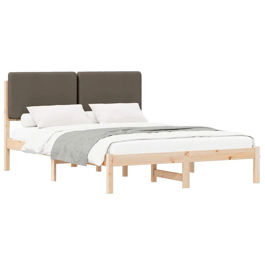 Cadre de lit avec tête de lit rembourrée Taupe 140 x 190 cm - 2