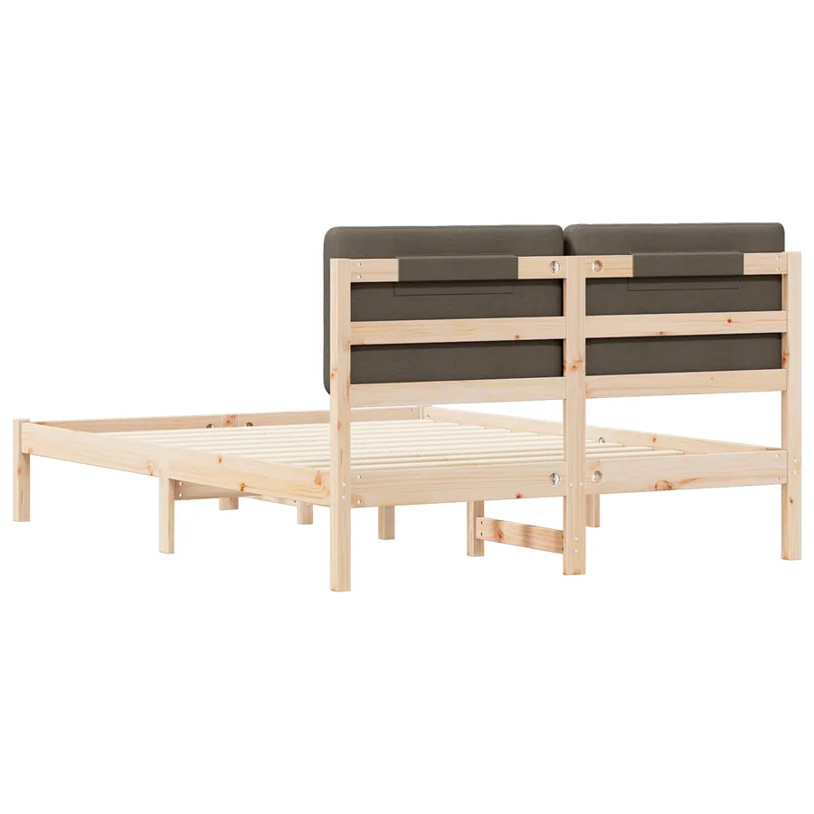 Cadre de lit avec tête de lit rembourrée Taupe 140 x 190 cm - 7