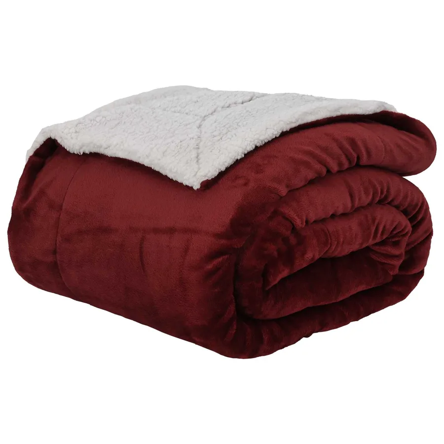 Jeté Rouge Bordeaux 130 x 150 cm Toison - 2
