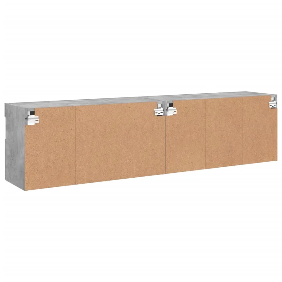 Meubles TV muraux et lumières LED 2pcs gris béton 80x30x40 cm - 11