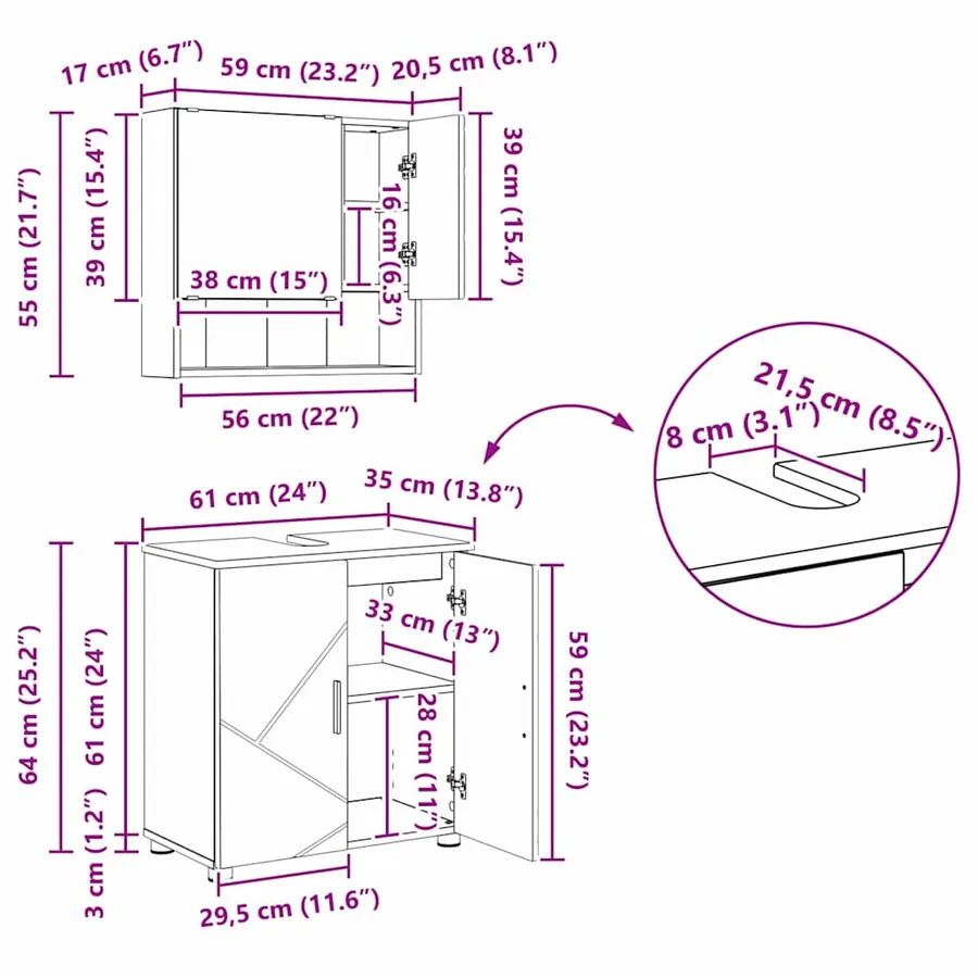 Ensemble de mobilier de salle de bain 2 pcs Blanc brillant - 13