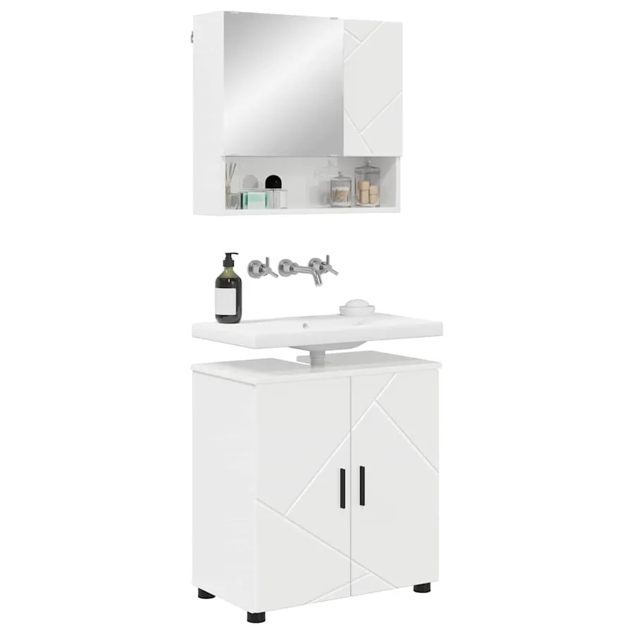 Ensemble de mobilier de salle de bain 2 pcs Blanc brillant - 3