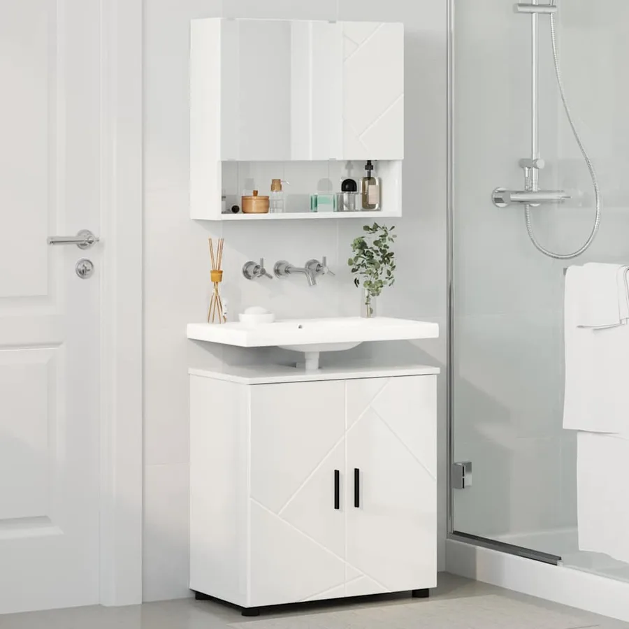 Ensemble de mobilier de salle de bain 2 pcs Blanc brillant - 4