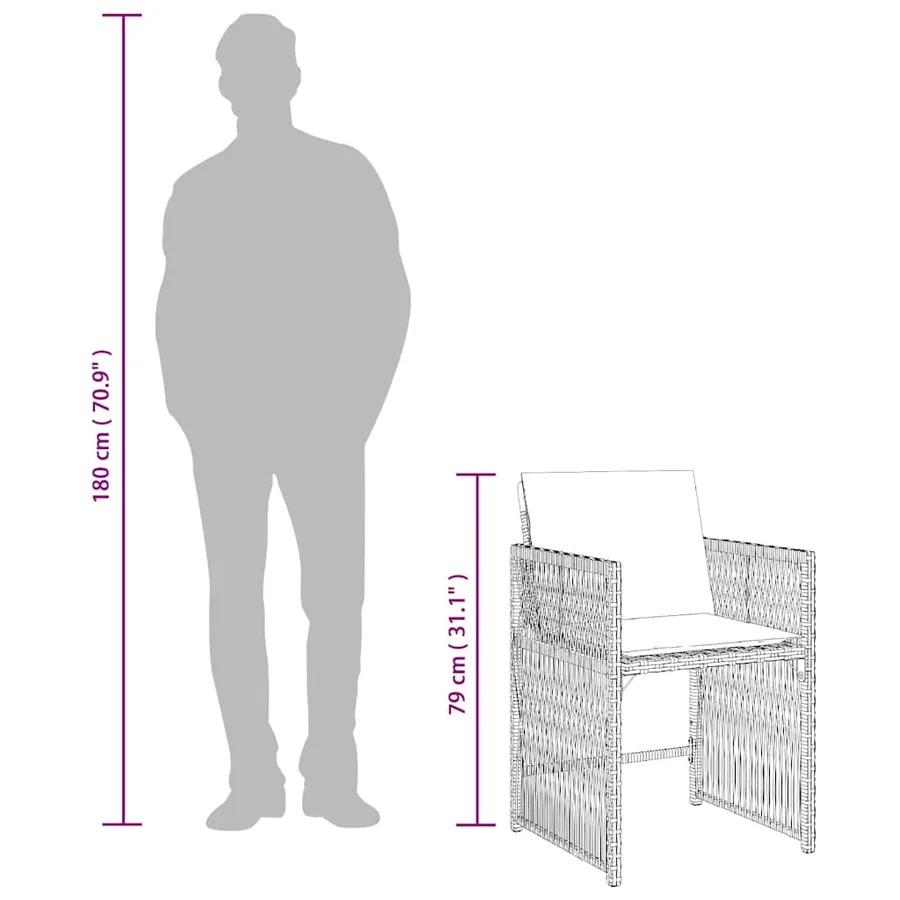 Chaises de jardin avec coussins lot de 4 beige résine tressée - 11