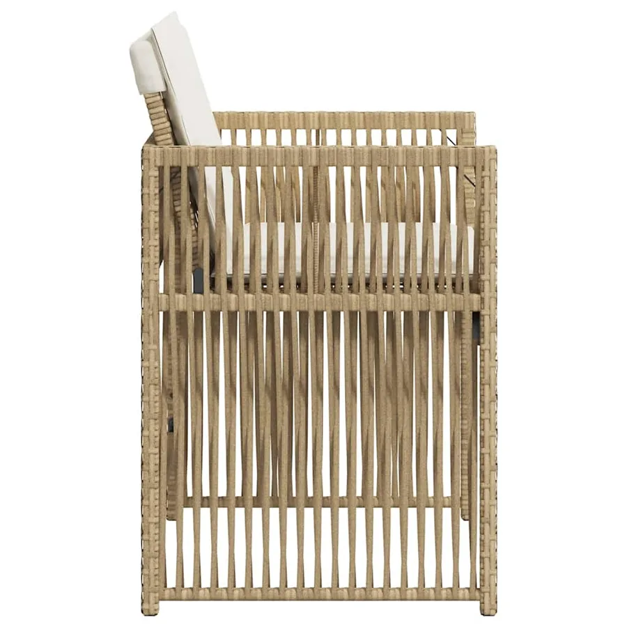Chaises de jardin avec coussins lot de 4 beige résine tressée - 6