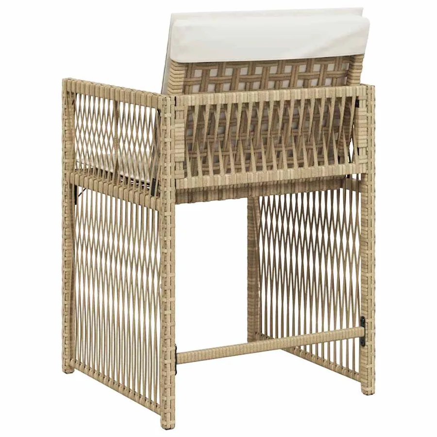 Chaises de jardin avec coussins lot de 4 beige résine tressée - 7