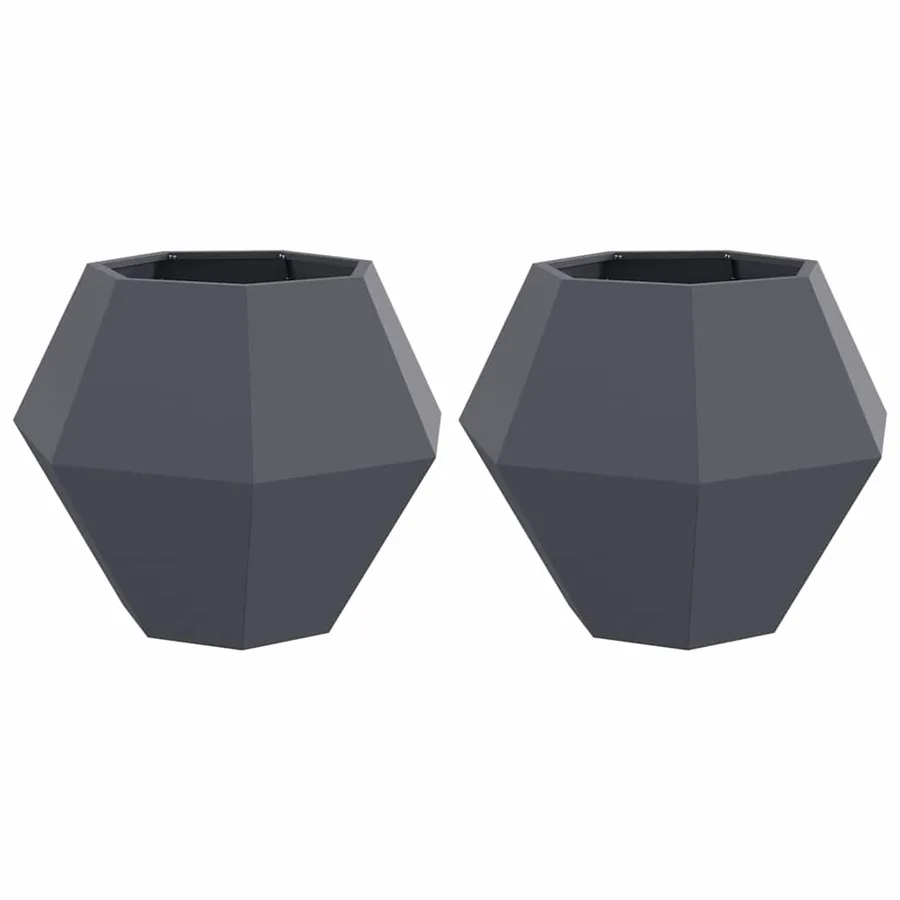 Jardinière 2 pc Anthracite 75 x 75 x 60 cm Acier - 2