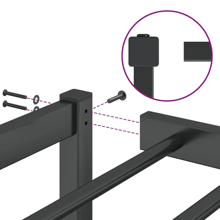 Cadre de lit métal noir 180x200 cm - 8