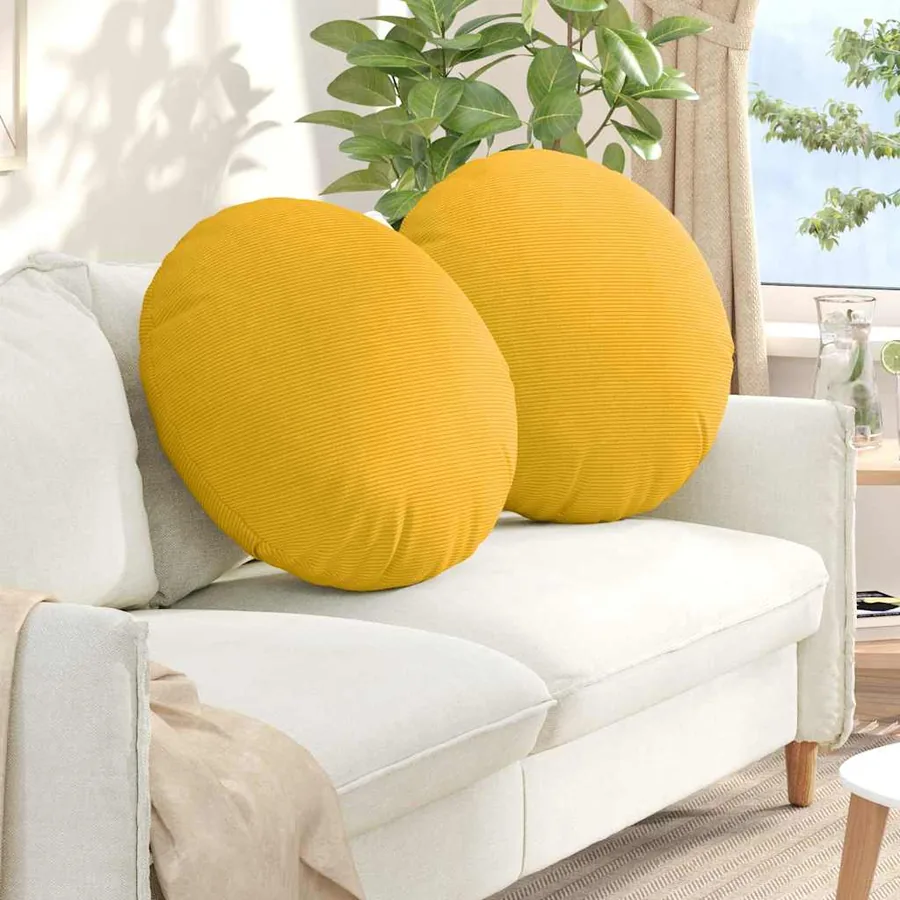 Coussins de siège 2 pcs Jaune clair Ø60 x 21 cm