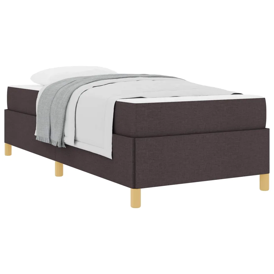Cadre de lit avec matelas Marron foncé 90 x 190 cm tissu - 2