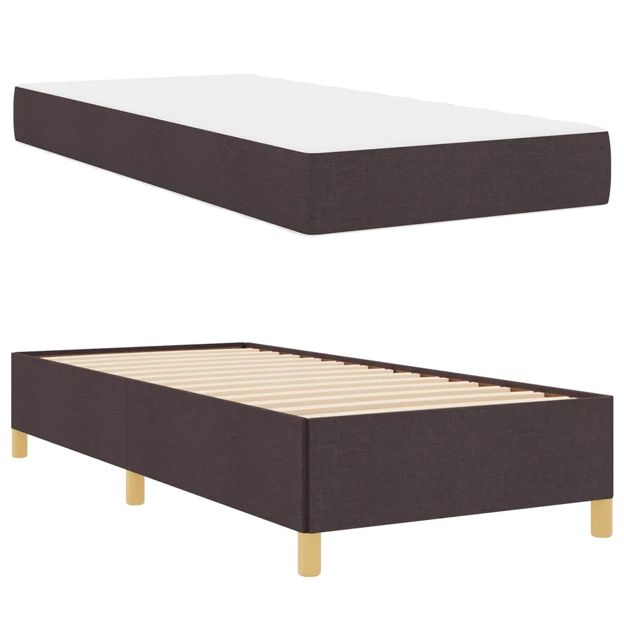 Cadre de lit avec matelas Marron foncé 90 x 190 cm tissu - 5