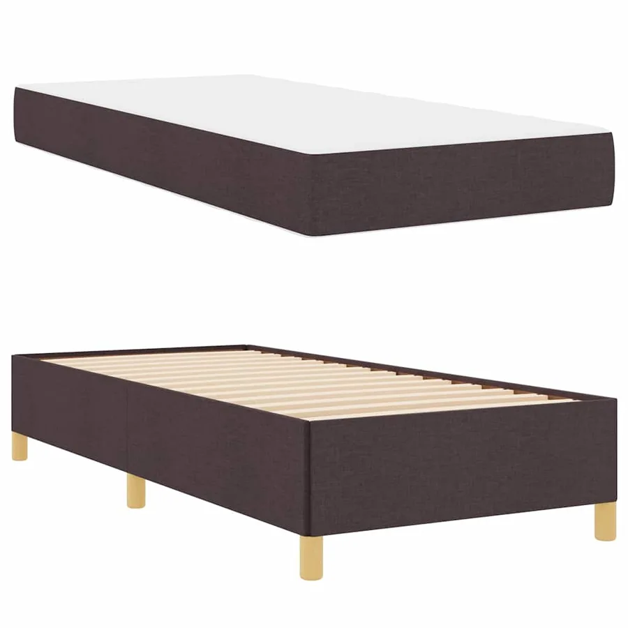 Cadre de lit avec matelas Marron foncé 90 x 190 cm tissu - 6