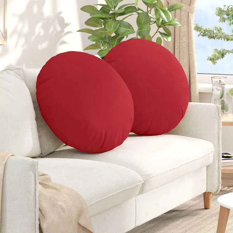 Coussins de siège 2 pcs Rouge Ø80 x 29 cm tissu