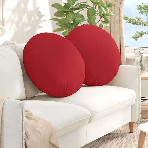 Coussins de siège 2 pcs Rouge Ø80 x 29 cm tissu