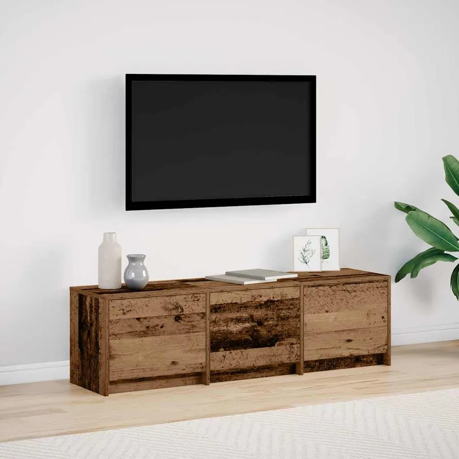 Meuble TV avec LED avec bandes LED Bois ancien 140 x 34 x 40 cm