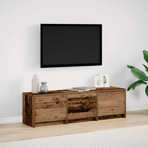 Meuble TV avec LED avec bandes LED Bois ancien 140 x 34 x 40 cm