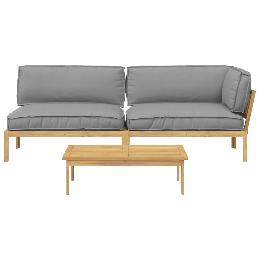 Ensemble de Canapés Uni 3 pcs Gris Bois d'Acacia Massif - 10