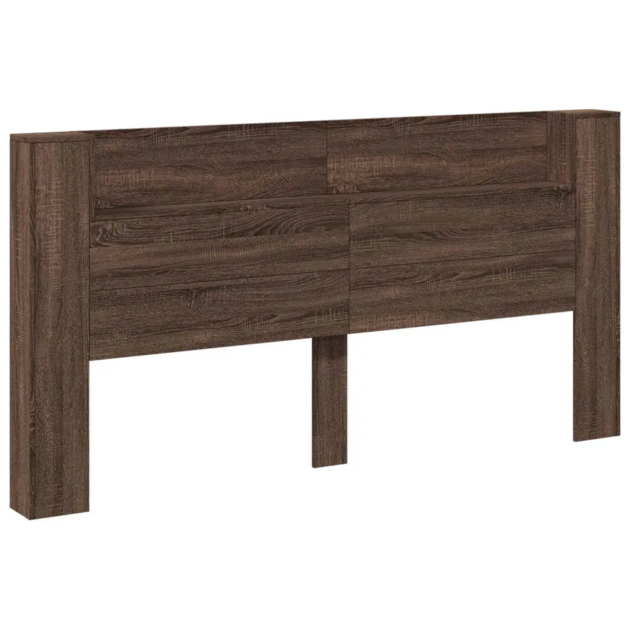 Tête de lit de rangement avec LED Chêne brun Bois d'ingénierie - 2