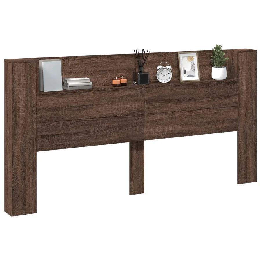 Tête de lit de rangement avec LED Chêne brun Bois d'ingénierie - 3