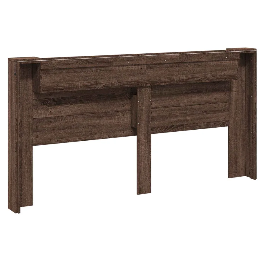 Tête de lit de rangement avec LED Chêne brun Bois d'ingénierie - 7